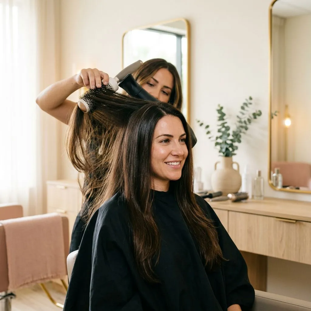 A blow dry finished with a round brush